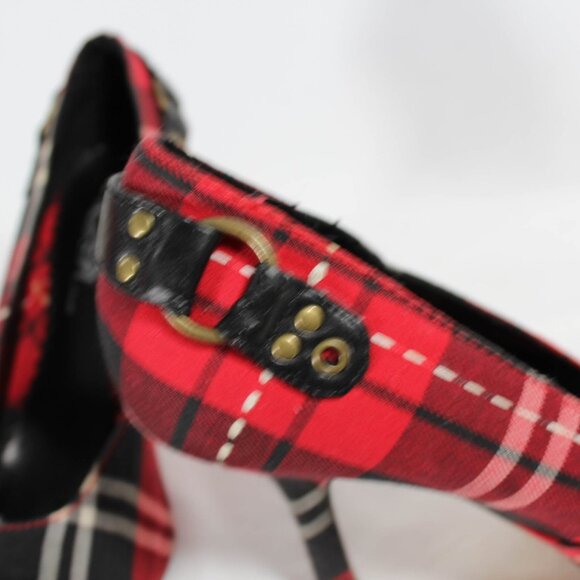 Vintage Y2K Pointed Toe High Heels Red Tartan Plaid Size 7 1/2 Punk & Emo Goth - Picture 12 of 15